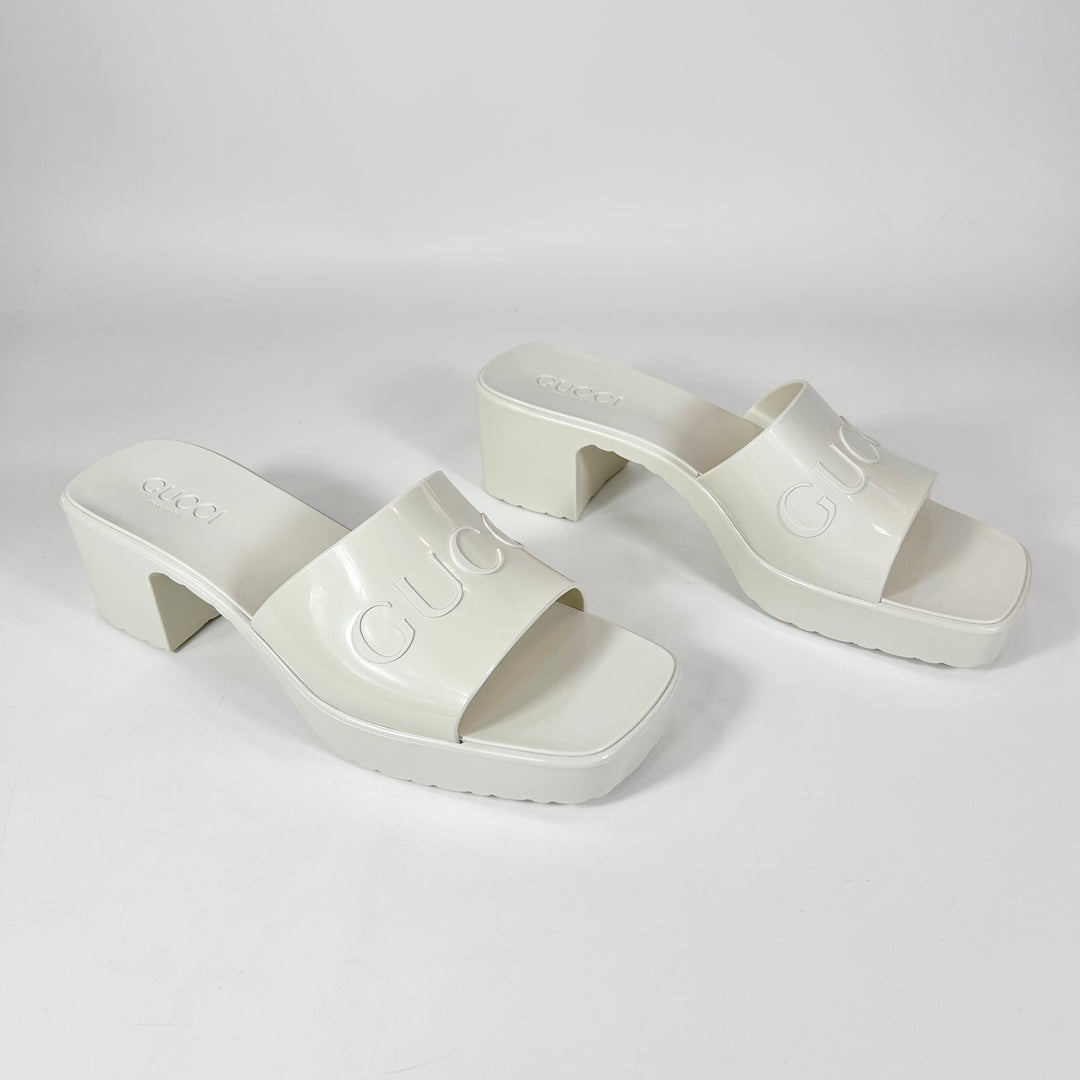 Gucci Rubber Logo Block Sandal - Women’s 8