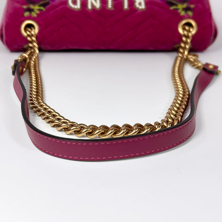 Gucci GG Marmont Blind For Love Velvet Matelasse Medium Shoulder Bag