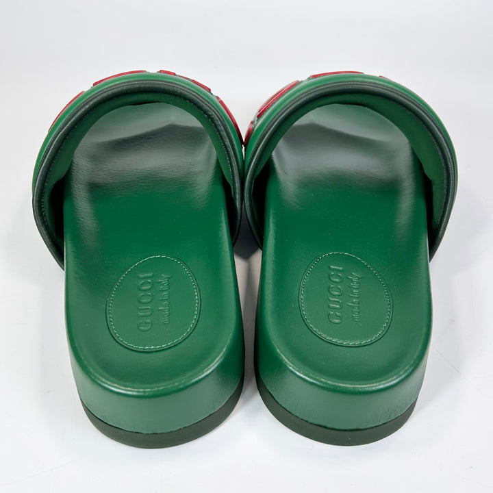 Gucci Sideline Leather Logo Slide  - Men’s 8.5