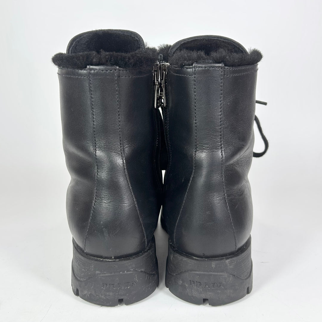 Prada Shearling Leather Combat Boot - Women’s 9.5