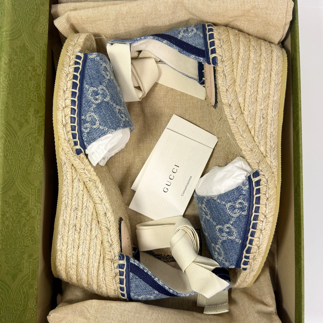 Gucci Pilar Denim Wedge Heel - Women’s 6.5