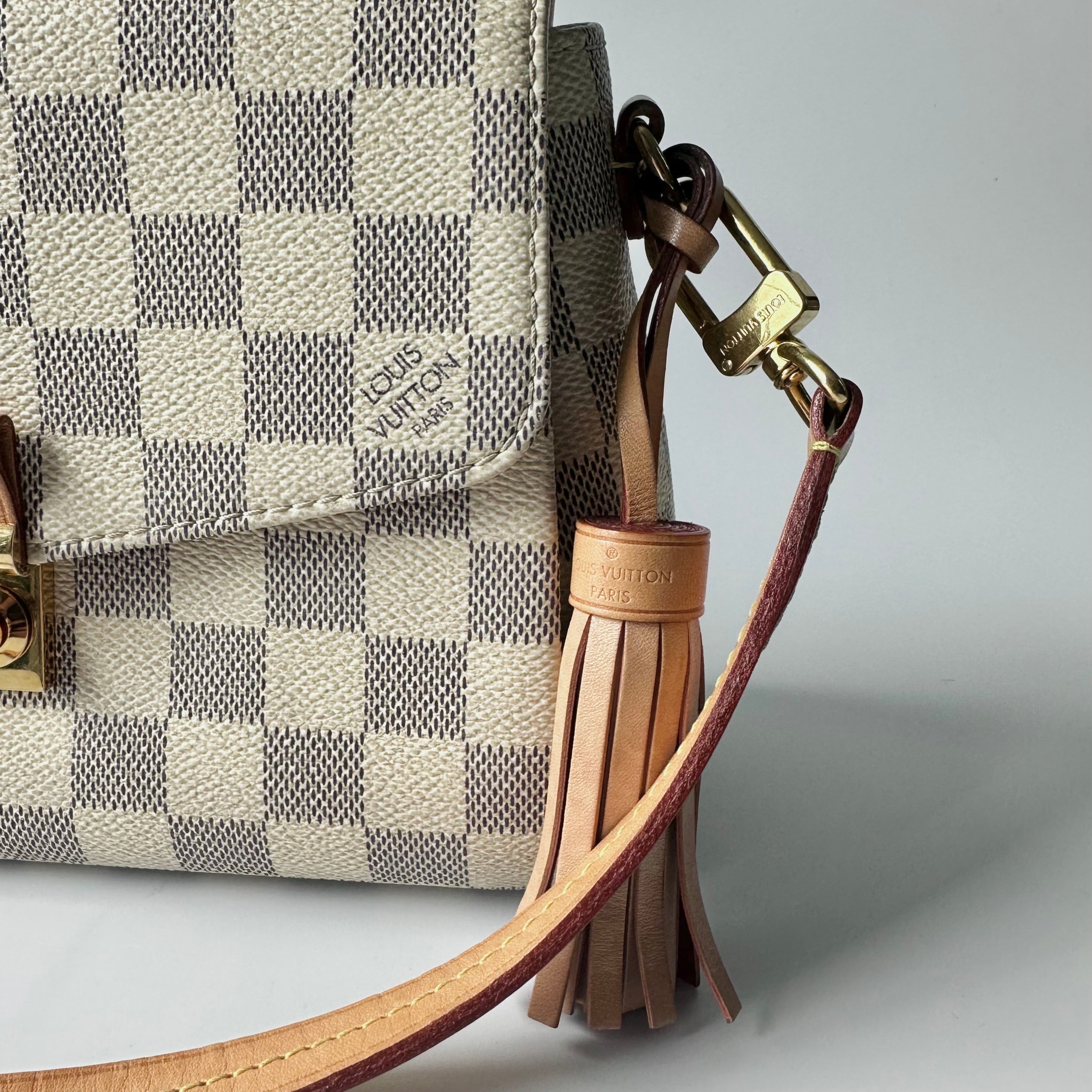 Louis Vuitton Brown, Pattern Print Damier Ebene Croisette Handle Bag PM