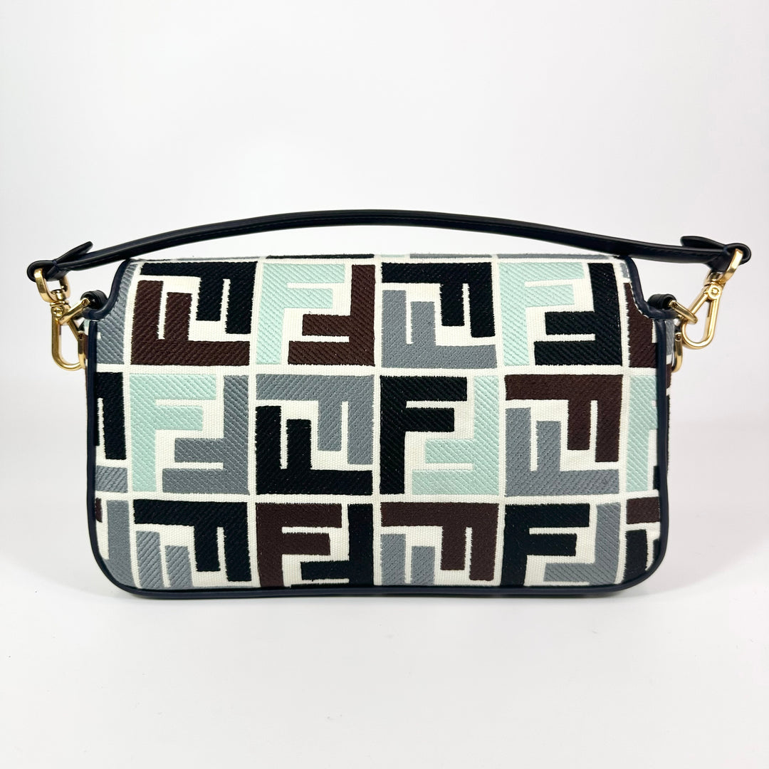 Fendi Embroidered FF Multicolor Baguette Shoulder Bag