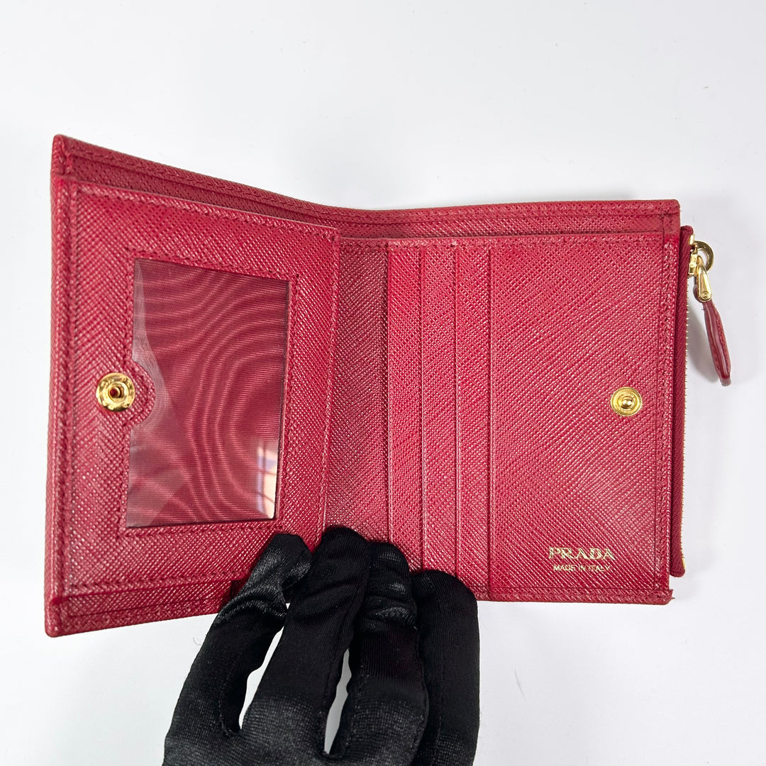 Prada Saffiano Compact Zip Wallet