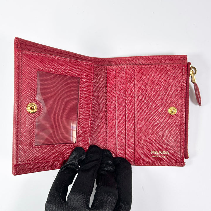 Prada Saffiano Compact Zip Wallet