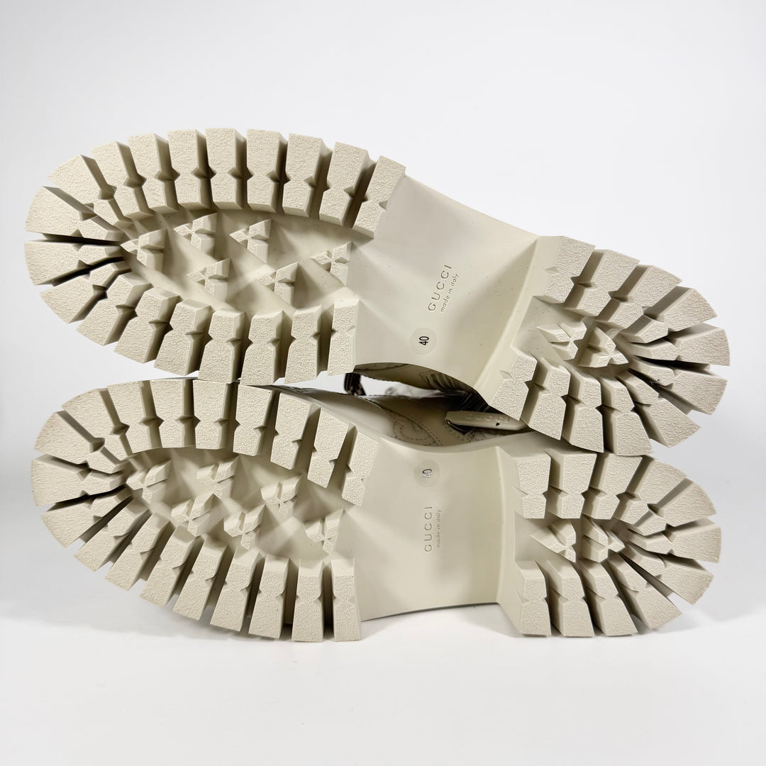 Gucci Cordovan Lux Nappa GG Matelasse Lace Up Combat Boot - Women’s 10