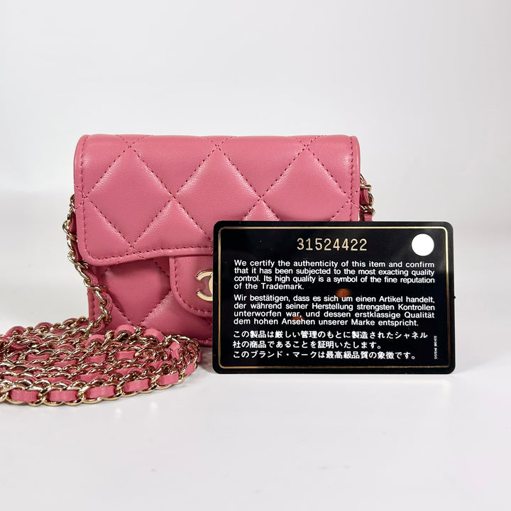 Chanel Quilted Lambskin Card Holder On Chain