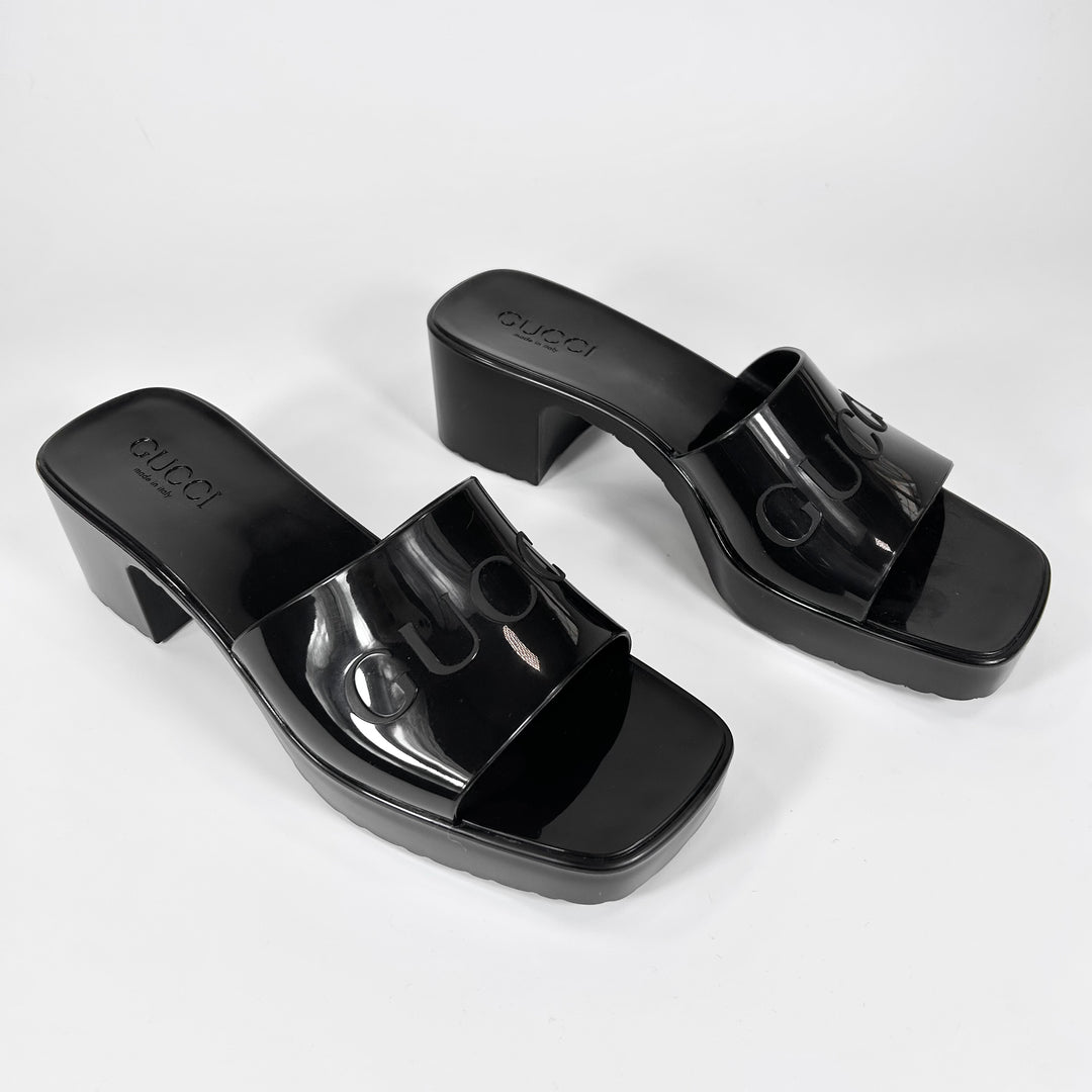 Gucci Rubber Block Heel Sandal - Women’s 8