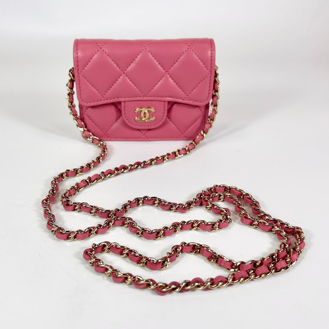 Chanel Quilted Lambskin Card Holder On Chain