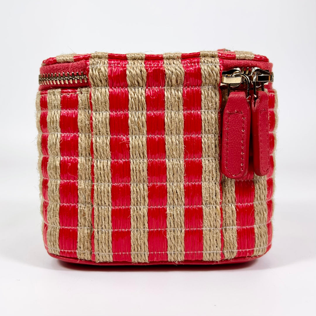 Chanel Mini Raffia Jute Striped Vanity Case