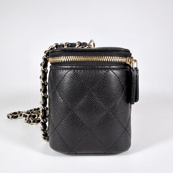 Chanel 25B Crystal Embellished CC Caviar Vanity Case On Chain