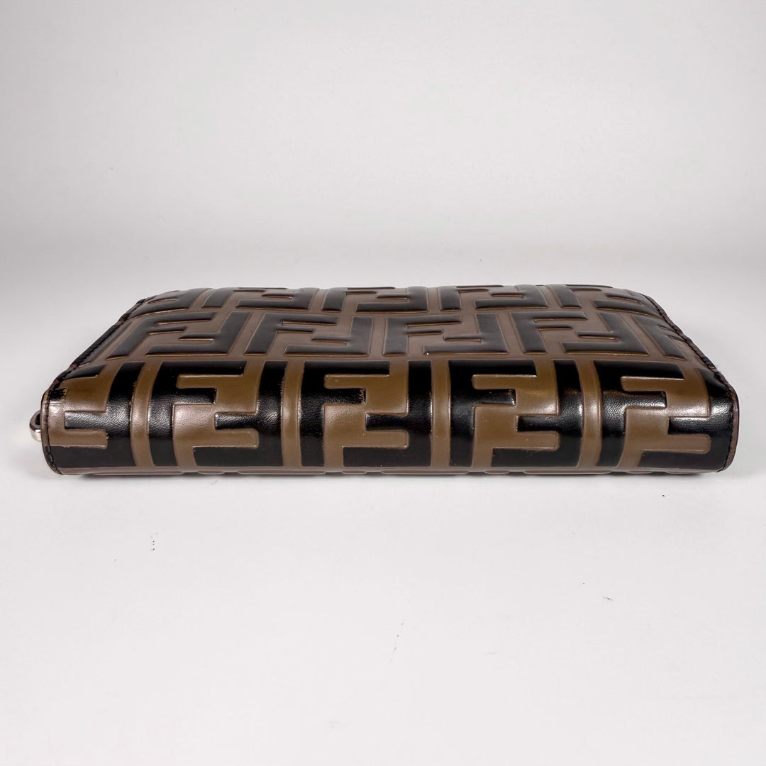 Fendi Monogram FF Leather Zip Around Wallet