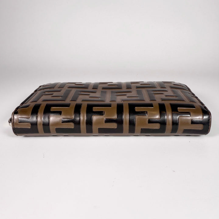 Fendi Monogram FF Leather Zip Around Wallet