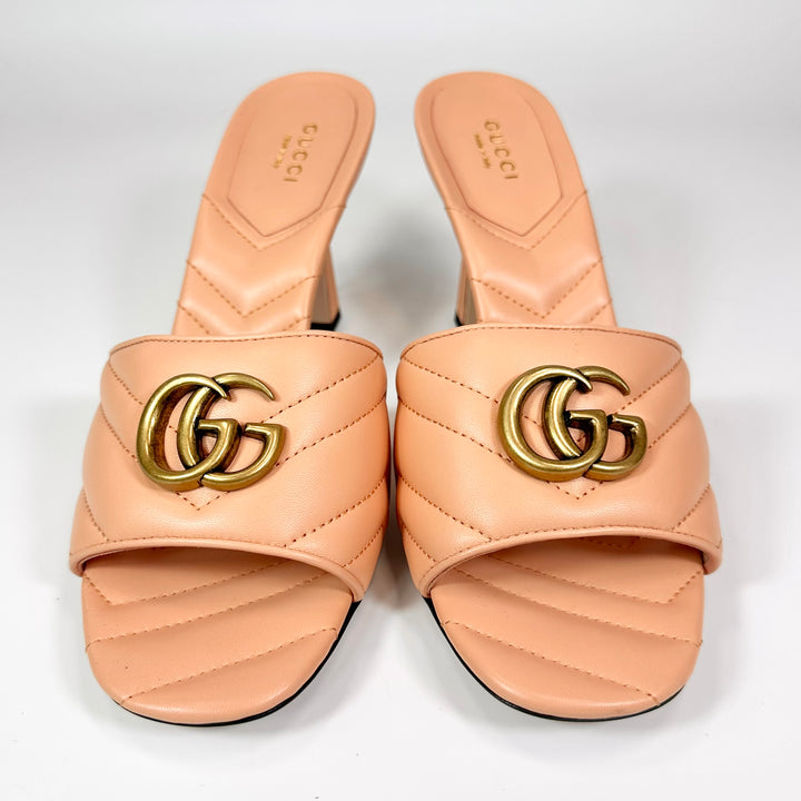 Gucci GG Marmont Quilted Nappa Matelasse Mule Heel - Women’s 9.5