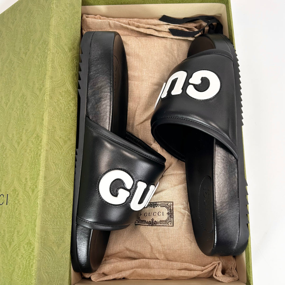 Gucci Sideline Leather Logo Slide - Men’s 11.5