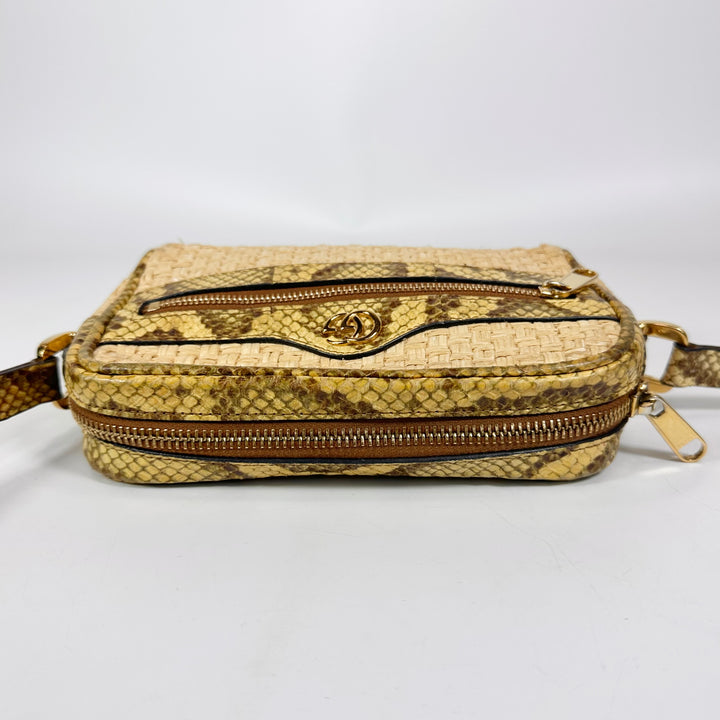 Gucci Raffia Elaphe Ophidia Crossbody Bag