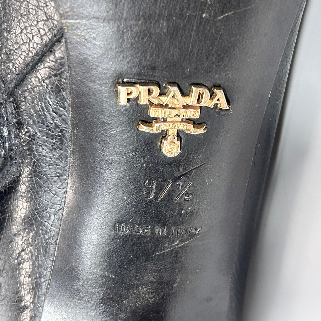 Prada Leather Cap Toe Heeled Boot - Women’s 7.5