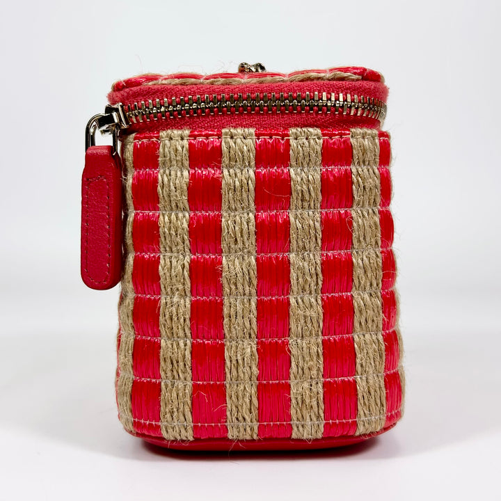 Chanel Mini Raffia Jute Striped Vanity Case