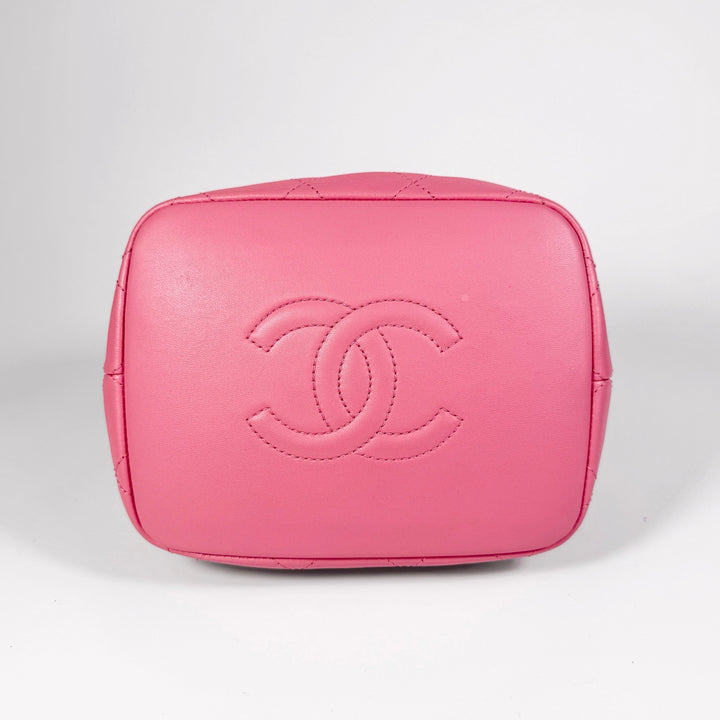 Chanel Quilted Calfskin Drawstring CC Bucket Bag