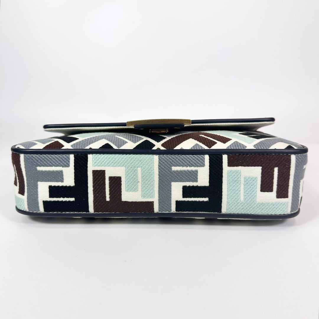 Fendi Embroidered FF Multicolor Baguette Shoulder Bag