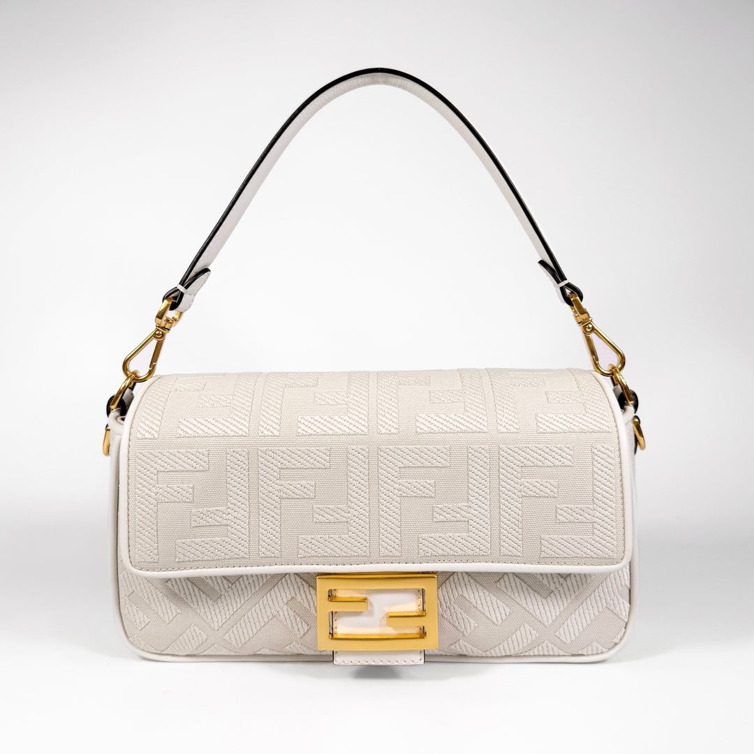 Fendi Embroidered FF Zucca Medium Baguette Bag