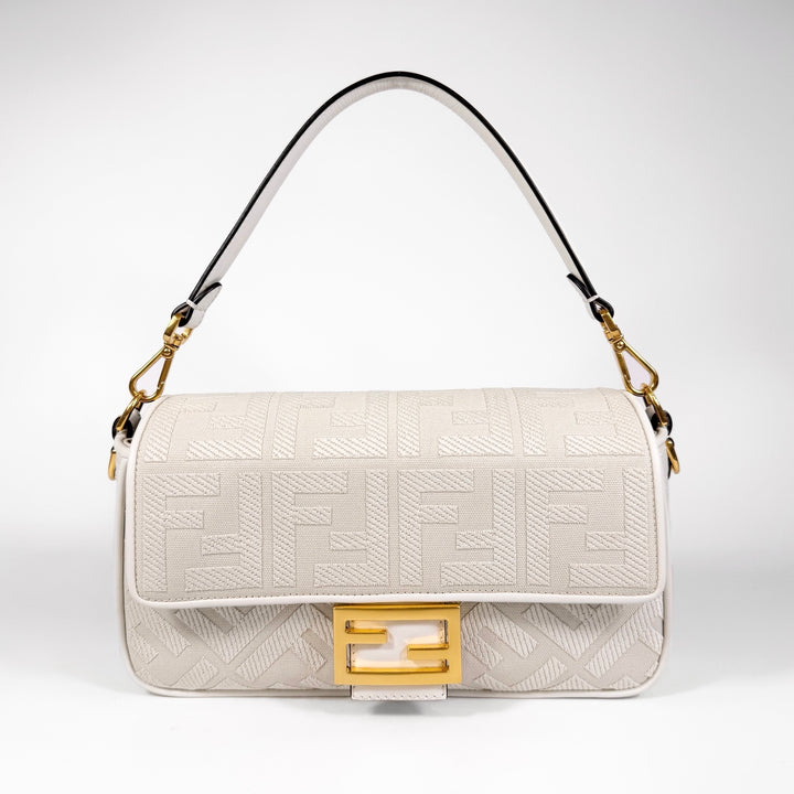 Fendi Embroidered FF Zucca Medium Baguette Bag