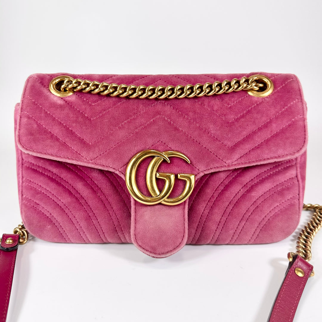 Gucci GG Marmont Velvet Matelasse Small Shoulder Bag