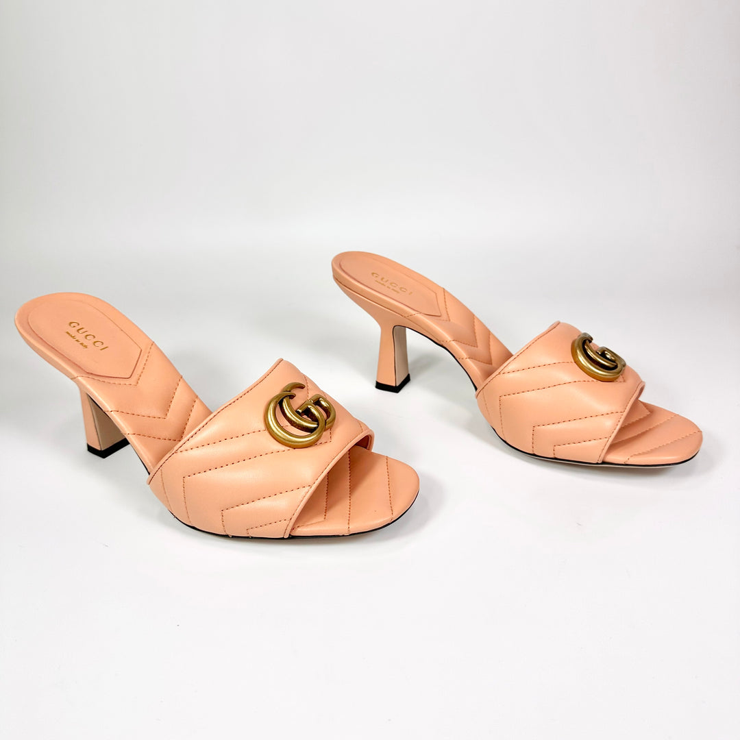 Gucci GG Marmont Quilted Nappa Matelasse Mule Heel - Women’s 9.5