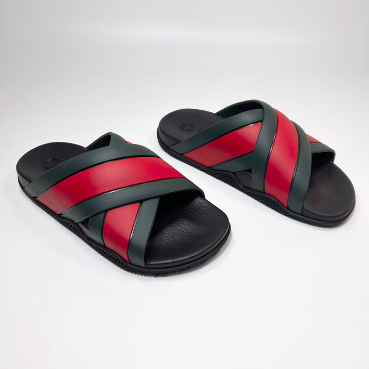 Gucci Rubber Web Criss Cross Slide Sandal - Women’s 7