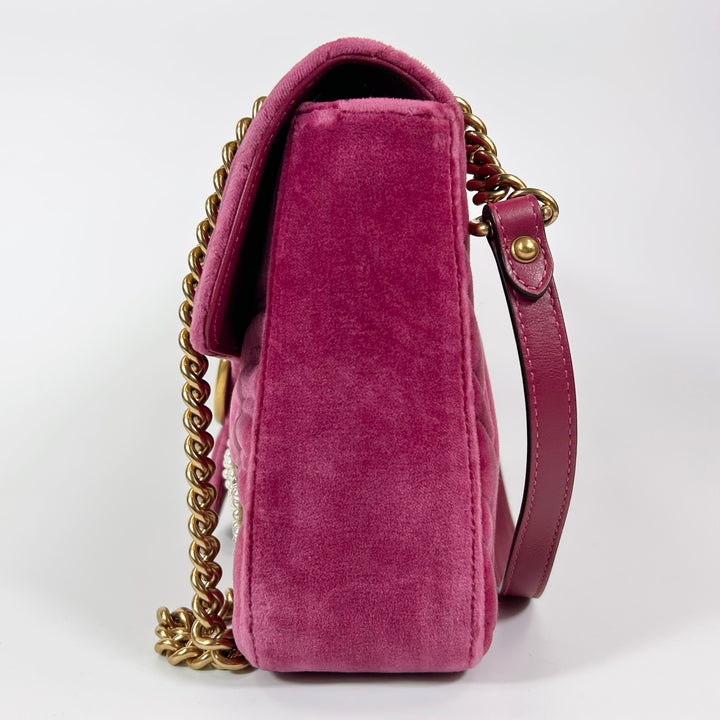 Gucci GG Marmont Blind For Love Velvet Matelasse Medium Shoulder Bag