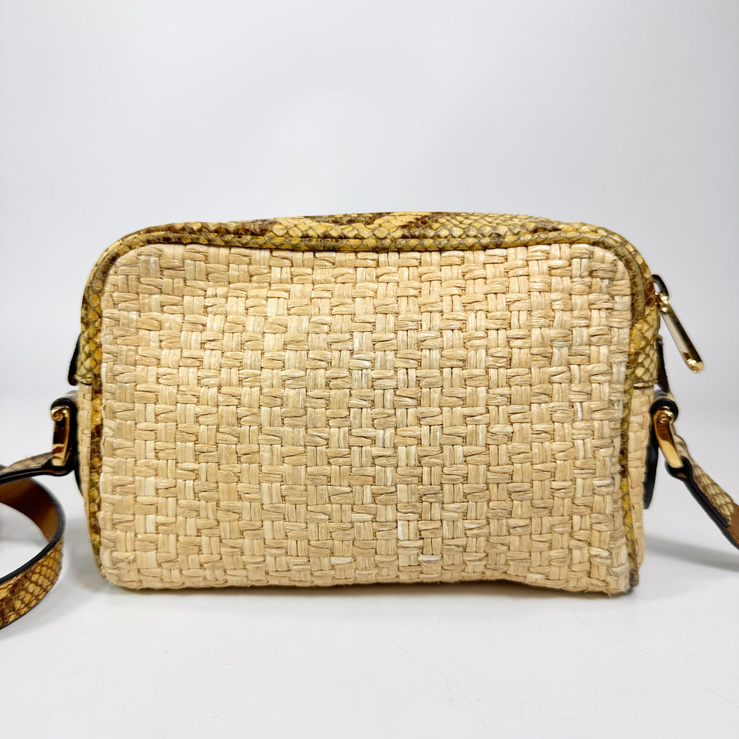 Gucci Raffia Elaphe Ophidia Crossbody Bag