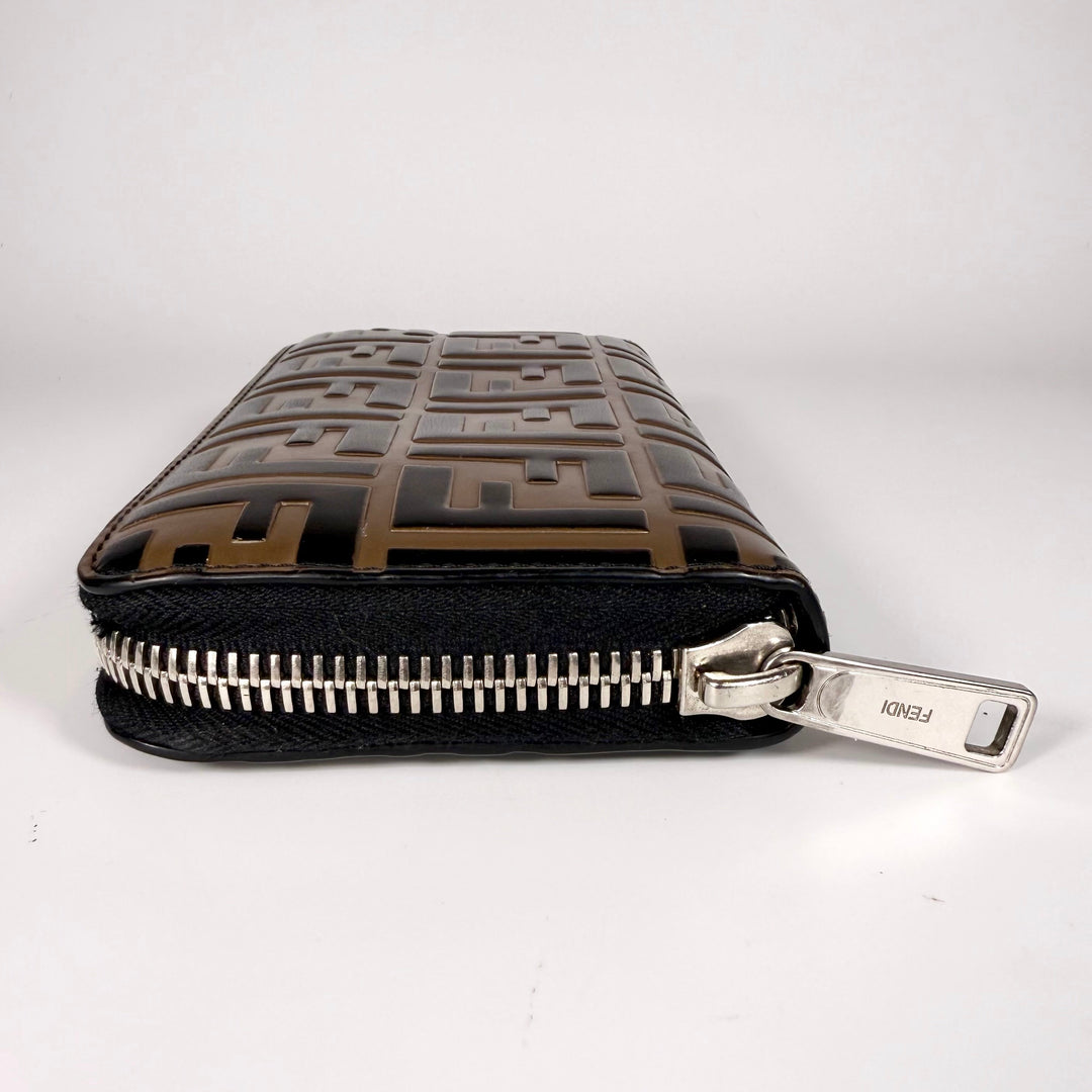 Fendi Monogram FF Leather Zip Around Wallet
