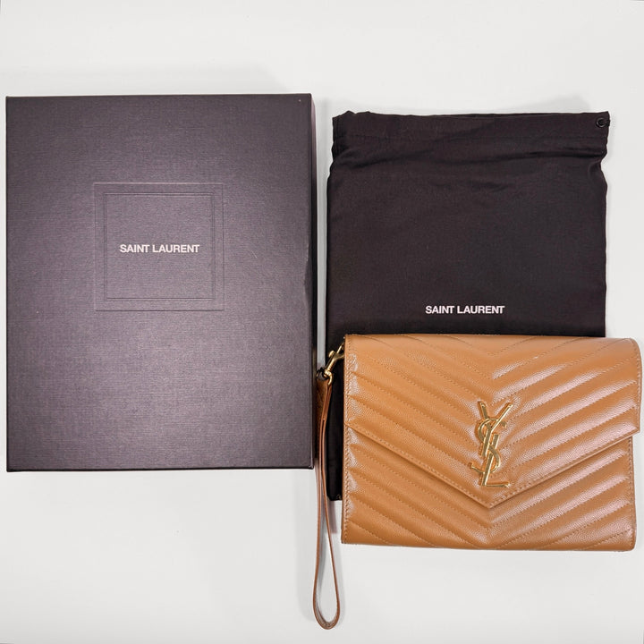 Saint Laurent Grain De Poudre Cassandre Flap Pouch