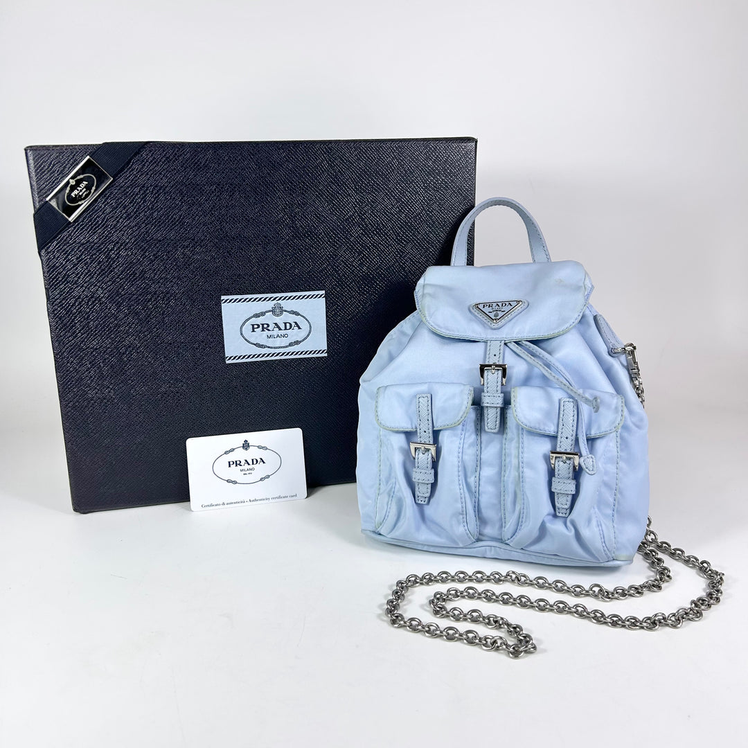 Prada Re-Nylon Mini Backpack Light Blue