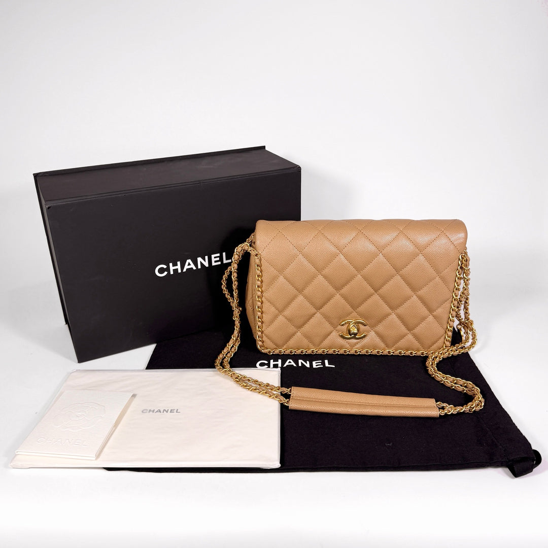 Chanel Quilted Caviar Never Ending Chain Flap Bag
