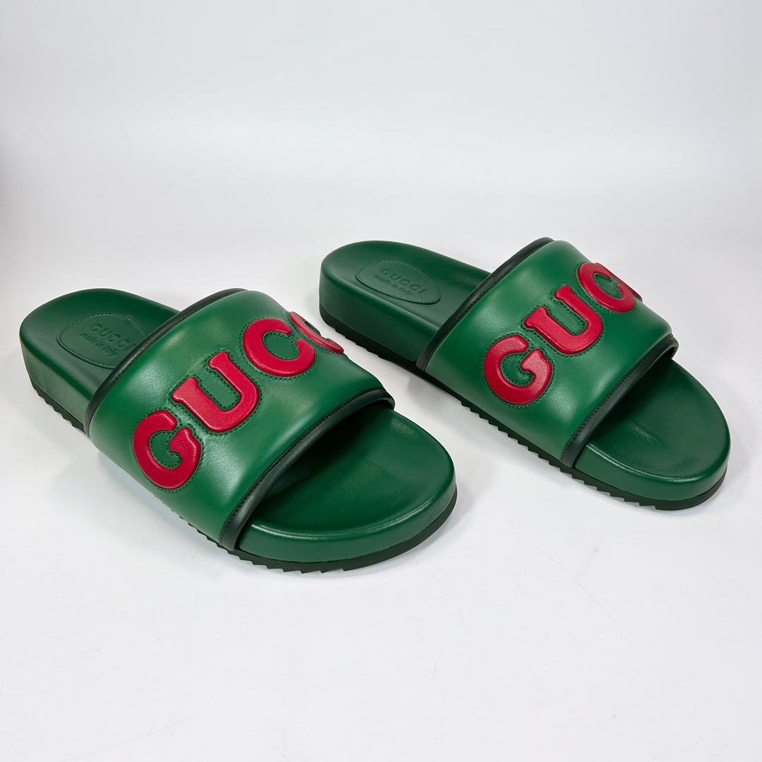 Gucci Sideline Leather Logo Slide  - Men’s 8.5