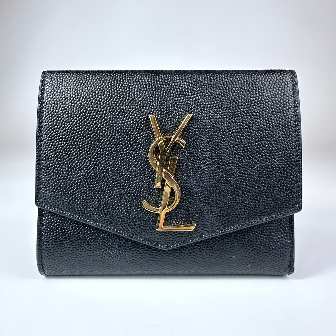 Saint Laurent Uptown Leather Compact Wallet