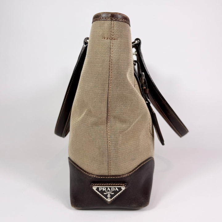 Prada Jacquard Logo Canvas Tote