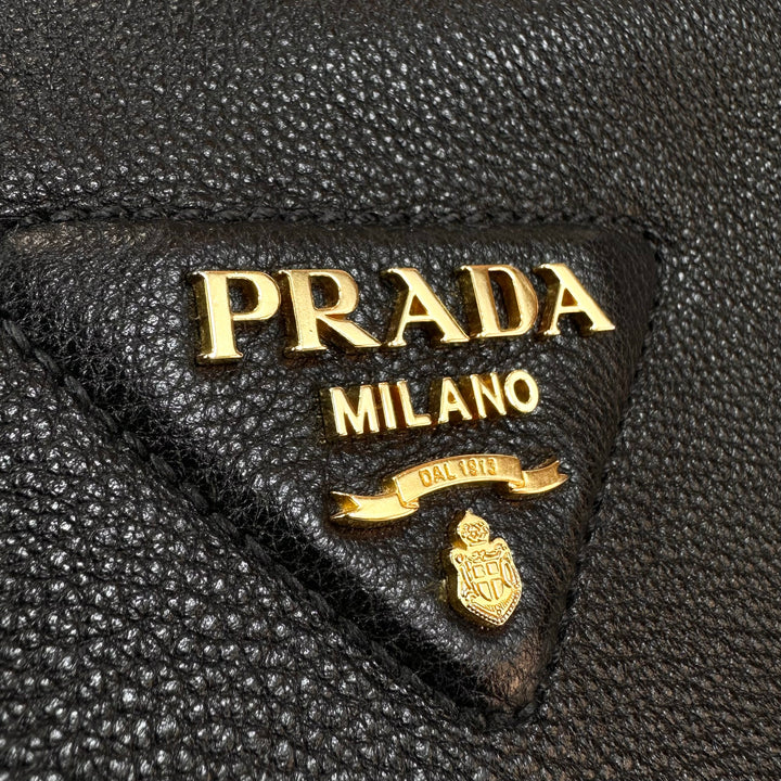 Prada Logo Strap Grained Calfskin Crossbody Bag