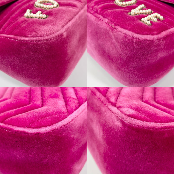 Gucci GG Marmont Blind For Love Velvet Matelasse Medium Shoulder Bag