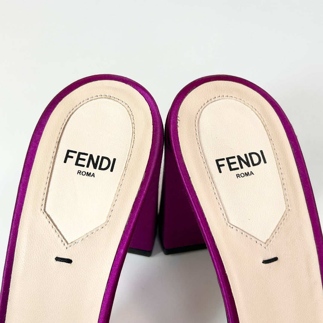 Fendi Embroidered Satin Block Mule Sandal - Women’s 9.5