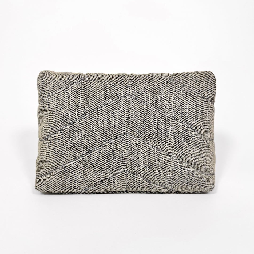 Saint Laurent Denim Quilted Loulou Puffer Pouch Clutch