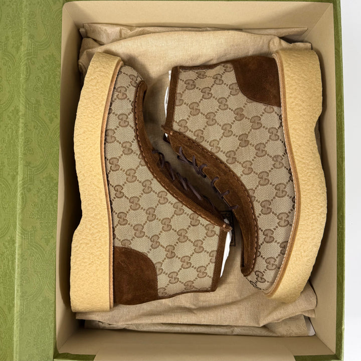 Gucci GG Canvas & Suede Lace Up Boot - Men’s 7