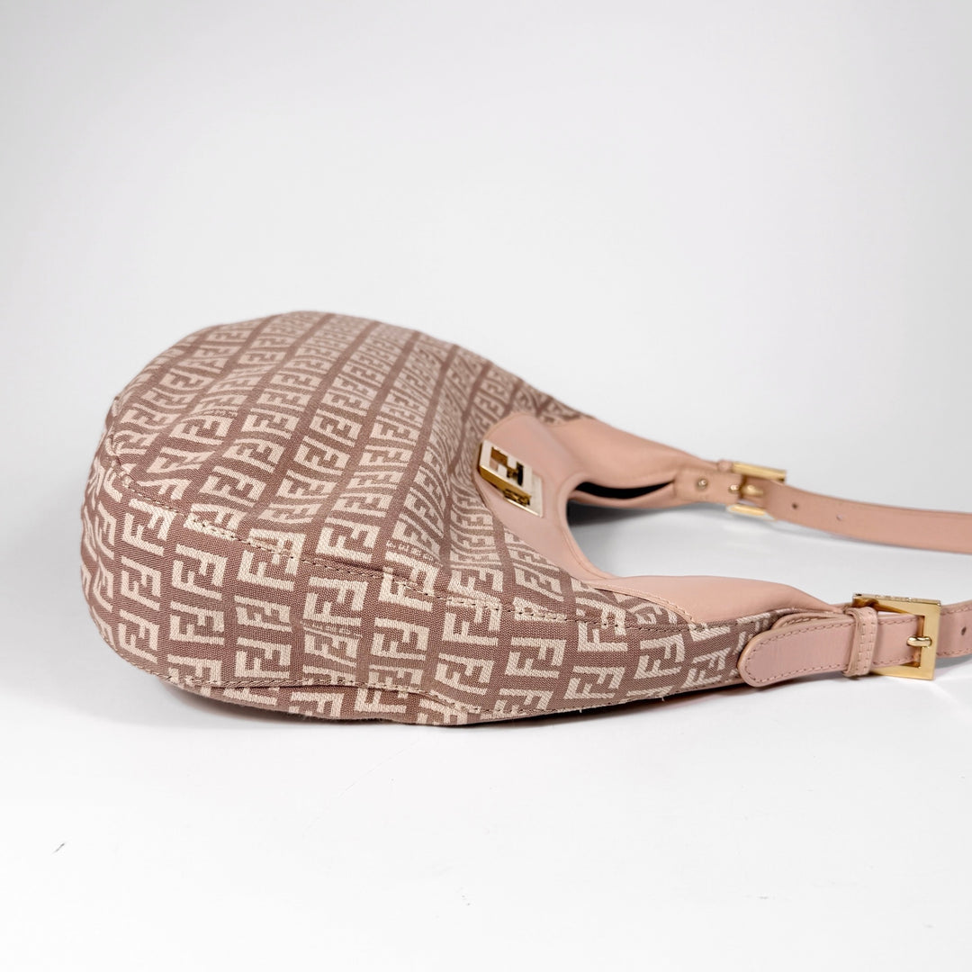Fendi Zucchino Canvas Hobo Shoulder Bag