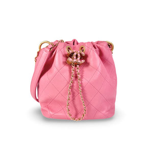 Chanel Quilted Calfskin Drawstring CC Bucket Bag