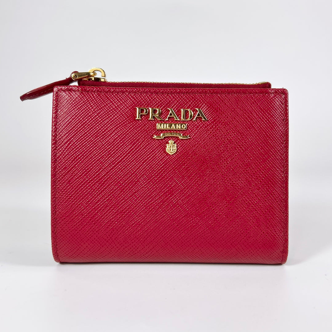 Prada Saffiano Compact Zip Wallet