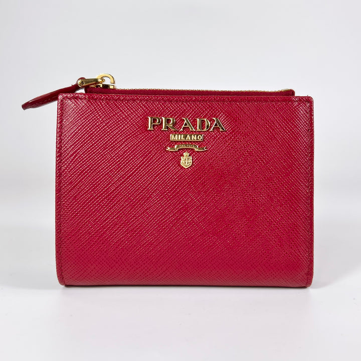 Prada Saffiano Compact Zip Wallet
