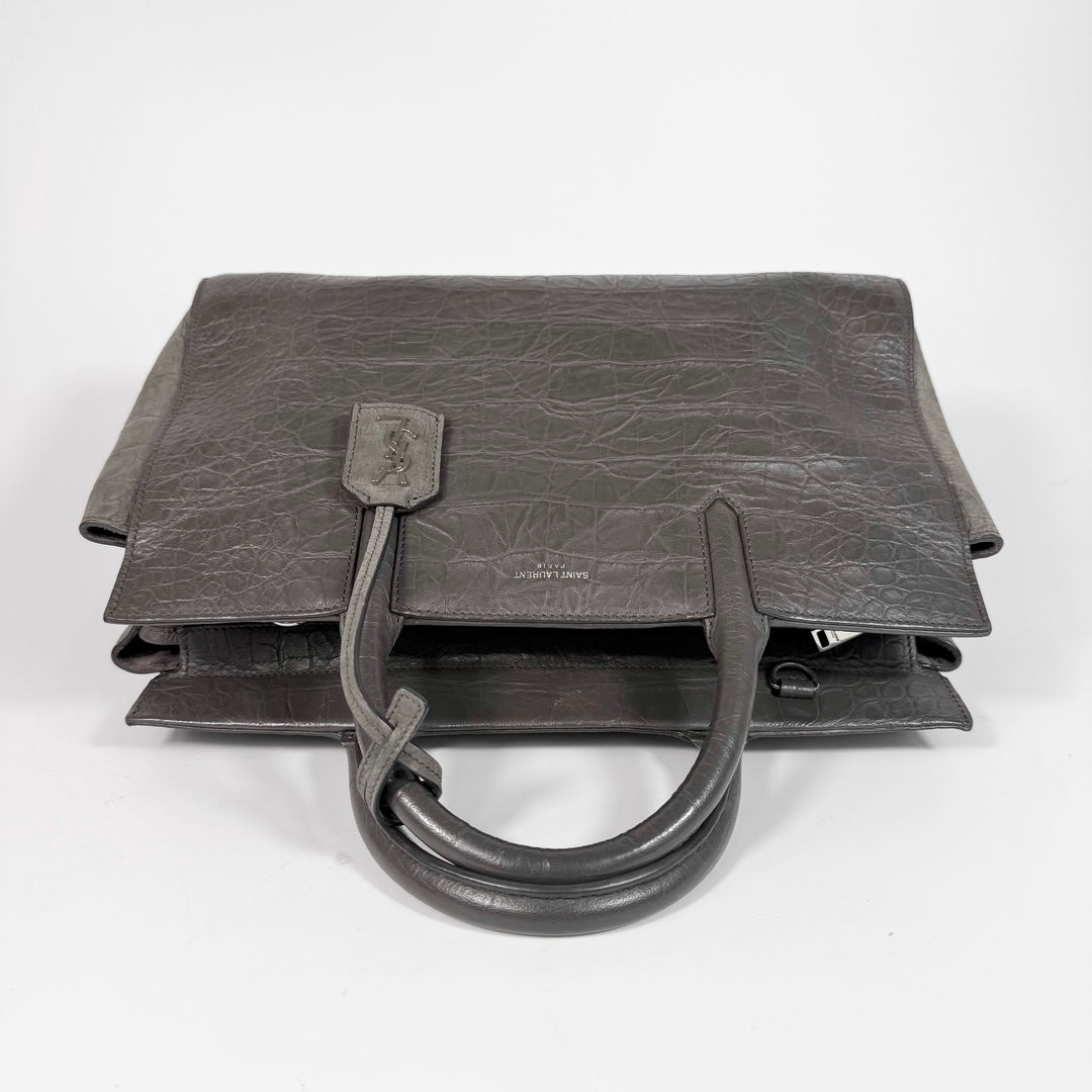 Saint Laurent Crocodile Embossed Cabas Rive Gauche Bag