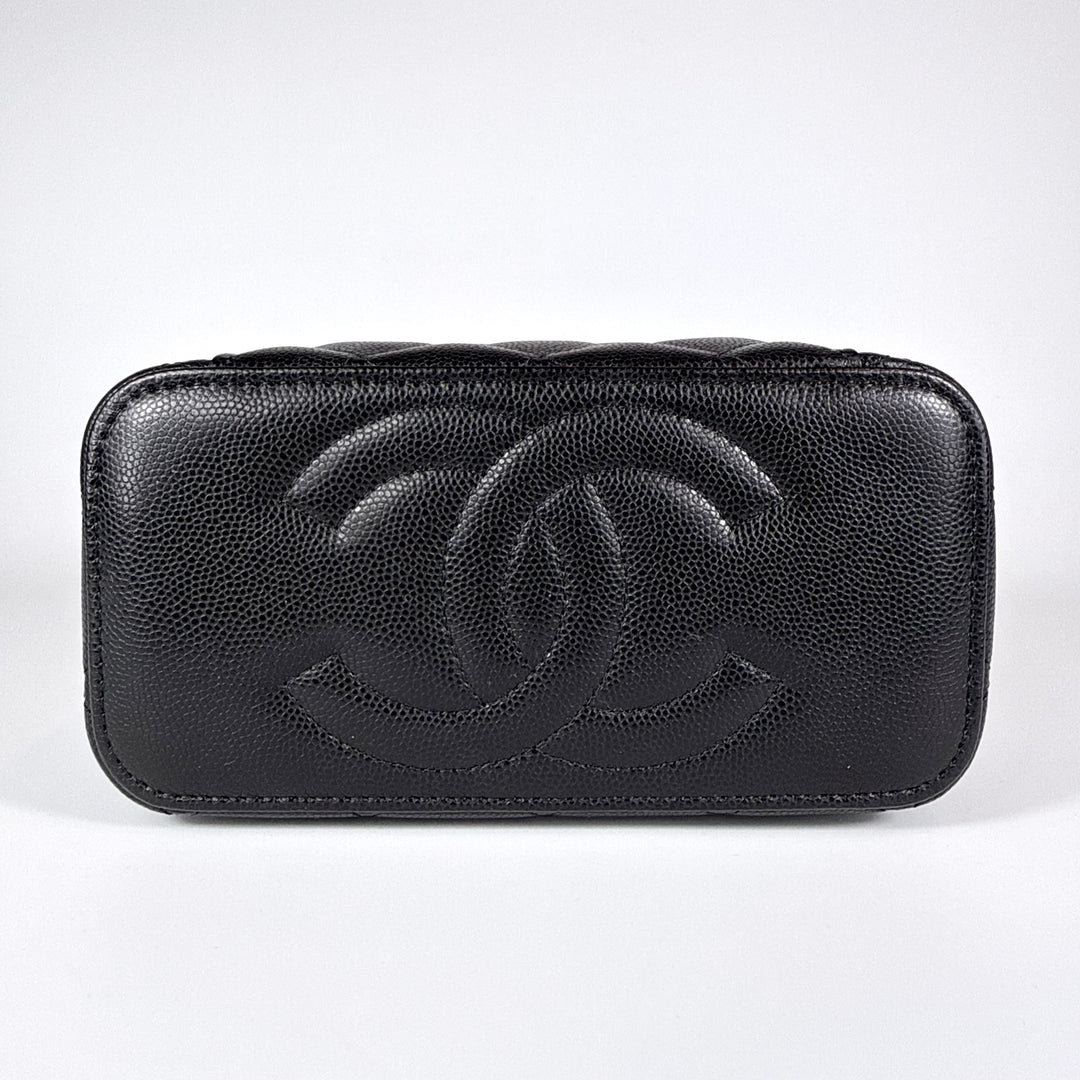 Chanel 25B Crystal Embellished CC Caviar Vanity Case On Chain
