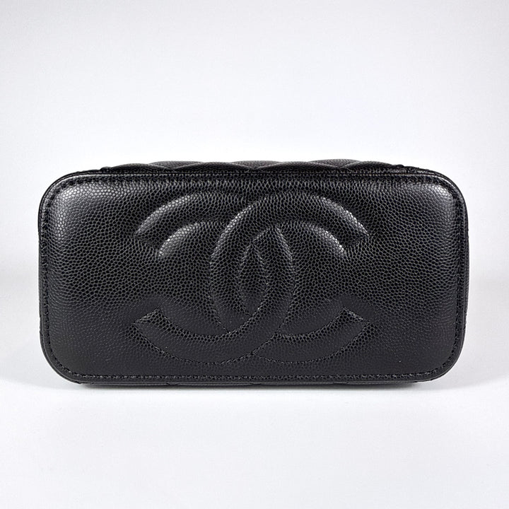 Chanel 25B Crystal Embellished CC Caviar Vanity Case On Chain